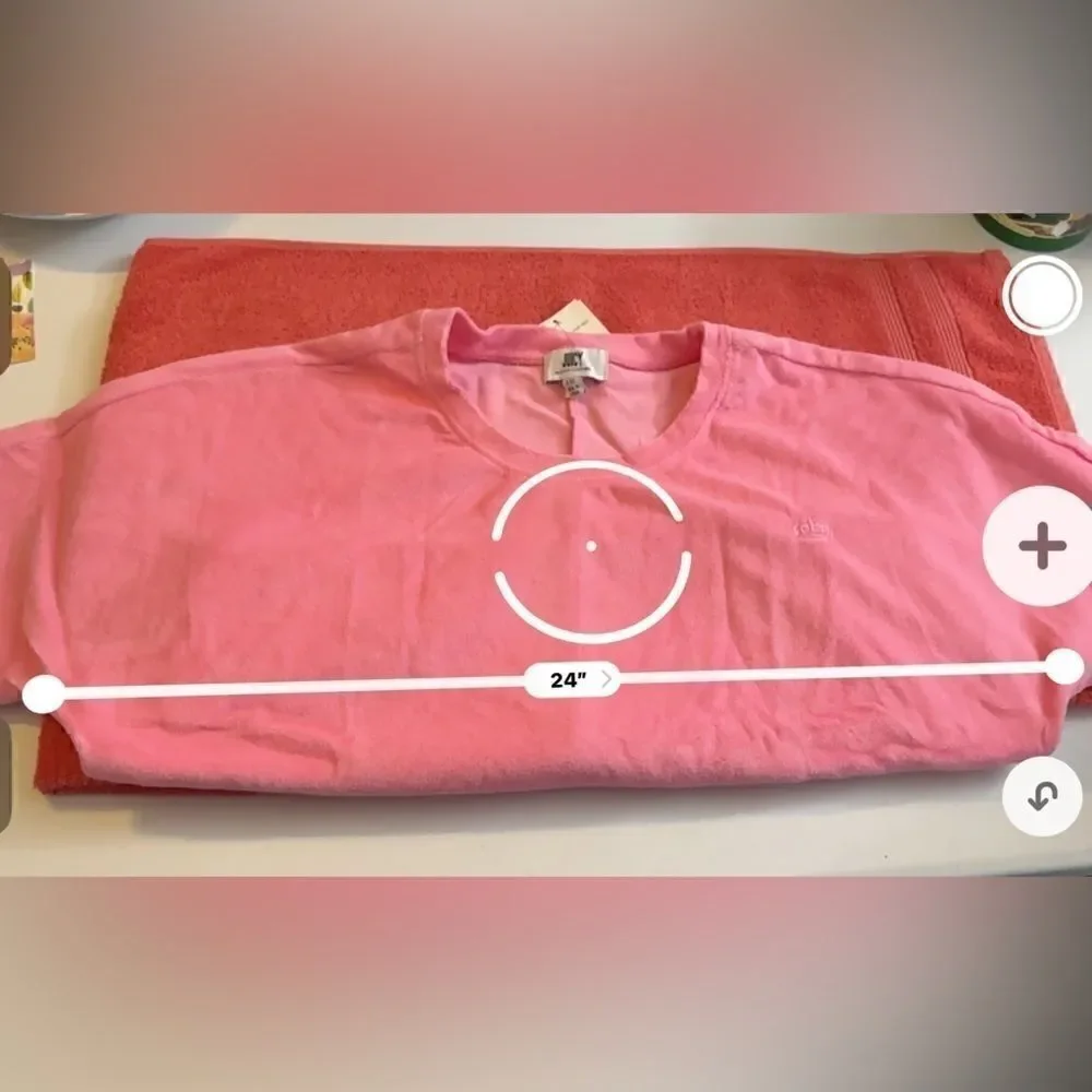 JUICY COUTURE Top Short Sleeve Cropped Design Terry Cloth Fabric Pink W XXL NWT - Picture 9 of 10